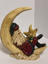 Vintage 1994 Ila Lefever Enesco Santa Resting on the Moon Holding Star Figurine picture
