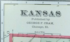 Vintage 1901 KANSAS Map 22