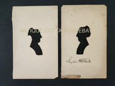 antique SILHOUETTE folk art LYDIA WHITLOCK old woman PORTRAIT 2pc lot PRIMITIVE picture