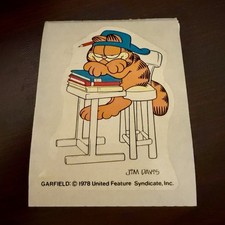 Vintage Backward Cap School Daze Garfield Sticker: 1978  picture