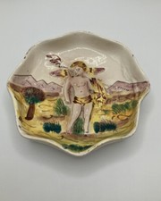 Vtg Painted Porcelain Cherub Relief Trinket Dish Capodimonte Italy Bumes 63/1 picture