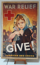 F. Sands Brunner American Red Cross 1941 WWII Poster War Relief, Give picture