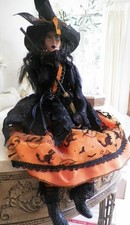 Broomstick Blvd. HALLOWEEN Pretty Witch Doll w/ Broom Shelf Sitter Victorian picture