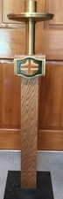 Oak Paschal Candlestick / Church Advent Wreath Stand - Altar Candlestick picture