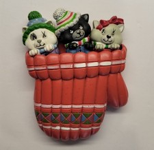 Giftco Vintage 80s 3 Little Kittens Mitten Refrigerator Magnet Complete Set CUTE picture