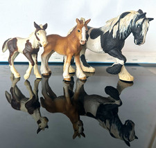 Vintage Pinto tinker 2003 schleich horses set of 3 mare and clydesdale foals picture