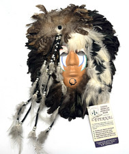 R.W. Adamson The Eternal Medicine Mask Signed Feather Clay COA Vintage 1989 picture