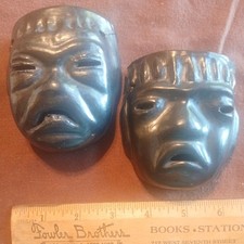 Lot of Two Vintage Small Black Masks. picture