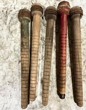Vintage Wooden Textile Mill Bobbins Spindles Lot of 5 Industrial Farmhouse Decor picture