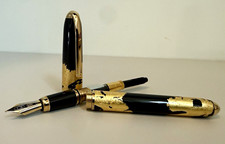Louis Cartier Dandy Gold Foil & Black Lacquer LE 0758/1847 Fountain Pen, 18K Nib picture