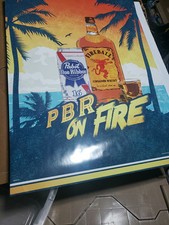 10 PBR ON FIRE Fireball Cinnamon Whiskey And Pabst Blue Ribbon Beer Posters  picture