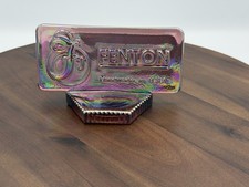Fenton Glass Carnival Plum Glass Rectangle Dealer Sign Rutlader, KS 1992 picture
