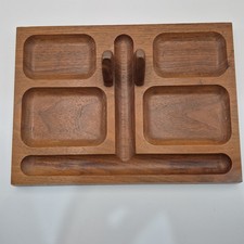 Mid-Century Shur Wood Designs Solid Walnut Wood Valet Dresser Organizer Tray USA picture