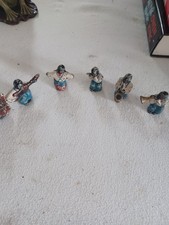 Vintage Hubley Black Americana Set of 6 Complete Musicians Cast Iron Figures picture