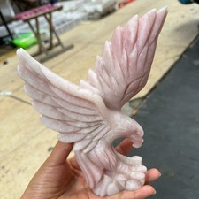 1pc Natural Pink Opal carved Quartz Crystal eagle Mineral Decor energy healing picture