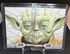 Topps Star Wars Chrome Legacy 1/1 Sketch Cards Of Yoda By Angel Aviles 1/2 & 2/2 picture