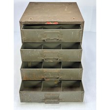 Vintage Union Chest Metal 4 Drawer Industrial Storage Cabinet Olive Green 469 picture