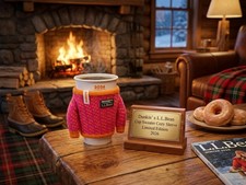 Dunkin' x L.L.Bean Limited Edition Birdseye Knit Sweater Cup Sleeve ☕️🍂🍁NEW picture