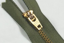 1 pc of YKK Brass Zipper. Gov't Surplus Vintage 7