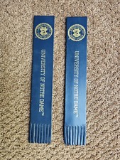 Vintage University Notre Dame Leather Bookmark Fringe Blue Gold Embossed picture