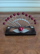 French Art Deco 12 Red Cherries Appetizer/Cocktail Pick Holder Set picture