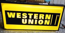 Vtg Western Union Double Sided Lighted Sign Everbrite Inc. 12