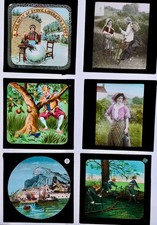 Lot of 6 Random Magic Lantern Glass Slides from the late 1800's-early 1900's picture
