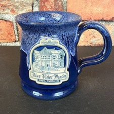 Deneen Pottery Coffee Mug Blue Drip Glaze “Blue Violet Mansion” Napa , CA. 12 oz picture