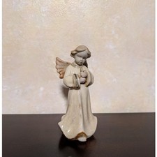 Vintage Ceramic Angel Figurine Glazed Porcelain Christmas Decor Cream Brown 6