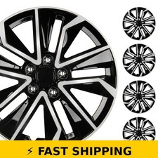 16 Inch Universal Hubcaps Set of 4 - Snap-On Wheel Covers - Black & Silver picture