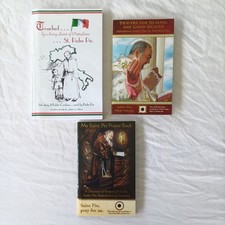 St Padre Pio RELIC FEATHER Card RARE Catholic Prayer Books SIGN Joseph Trapani picture