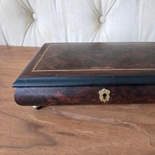 Vintage Italian walnut wood music jewelry box – Torna a Surriento picture