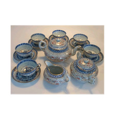 Vintage Jingdezhen Rice Grain Tea Set - Gold & Iron-Red Dragon Pattern, 15piece picture