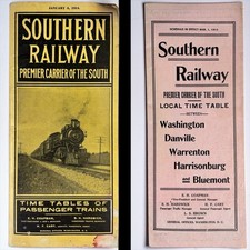 Antique 1912 1914 Southern Railway Railroad Timetables Map Passenger Train picture
