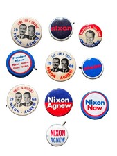 10 Different President Richard Nixon 1968 & 1972 Buttons Pins Lapels Agnew picture