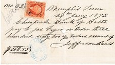 Jan'y 1872 Jefferson Davis SIGNED CHECK Civil War FULL SIGNATURE Chesapeake Bank picture