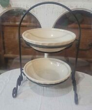 Longaberger Woven Traditions Ivory 7 Inch Pie Plate Set 2 Tier wrought iron rack picture
