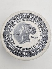 Antique Victorian Cherry TOOTH PASTE Croc Container Dental Trinket Advertisement picture