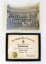 Vintage 1957 Phi Kappa Tau Fraternity Gamma Chapter Certificate & Group Photo picture
