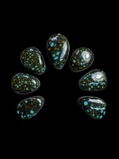 High grade Hubei super rare multi color micro spiderwebs turquoise cabochon set picture