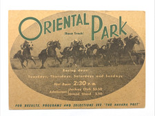 Vintage Oriental Park Race Track Havana Cuba Horse Racing Over-Sized Postcard EX picture