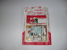 Vintage NOS Dennison 32 Pc. Christmas Gift Cards & Strung Tags picture