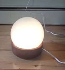 Artist made Mid Century modern teak wood & glass Globe orb Table Lamp picture