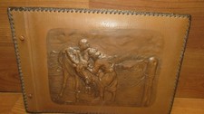 Vintage CCC Hand tooled Leather raised 3D picture relief Post Photo Album empty picture