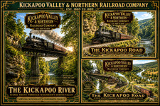 Kickapoo Valley & Northern Railroad Poster Set of 3 Wisconsin Vintage Style picture