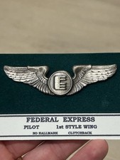 Vintage Federal Express Pilot Wings Pin 1st Style FedEx Badge picture
