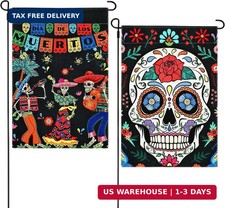 2 Pieces Day of The Dead Garden Flag Halloween Flag Mexican Dia de Los Muertos B picture