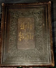 Antique 1850s Leavitt & Allen Family Bible St Pauls Universalist Church picture