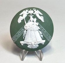 Antique French Jasperware Cameo Virgin Mary Madonna Jesus Religious Medallion picture