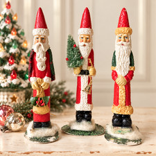 Vintage 1970s Santa Claus Figurines Lot of 3 Retro Christmas Decor Taiwan 6.5